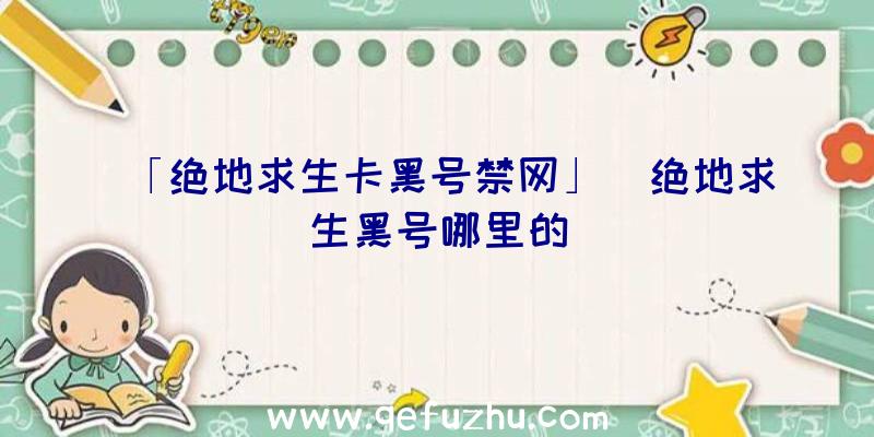 「绝地求生卡黑号禁网」|绝地求生黑号哪里的